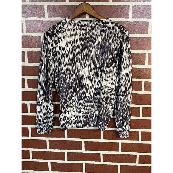 J. Crew Cardigan Sweater Womens Size M Watercolor Leopard Print 100% Merino Wool - Picture 5 of 7